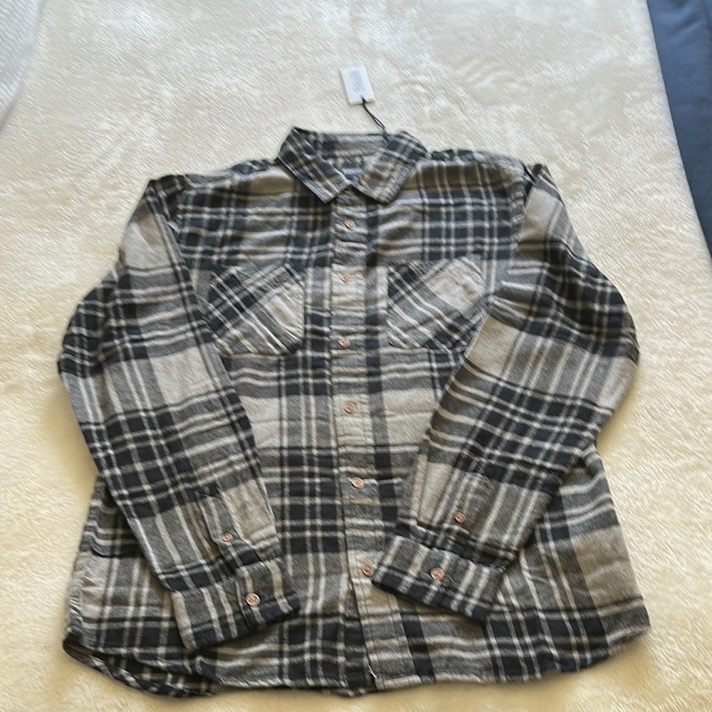 Buffalo David Bitton Men’s Medium Ultimate Gray Flannel Button Front Plaid Shirt